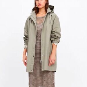Zara womens water repellant hooded parka jacket XXL NEW